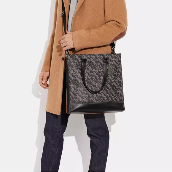 Graham Structured Tote Bag With Coach Monogram Print - Picture 11 of 12